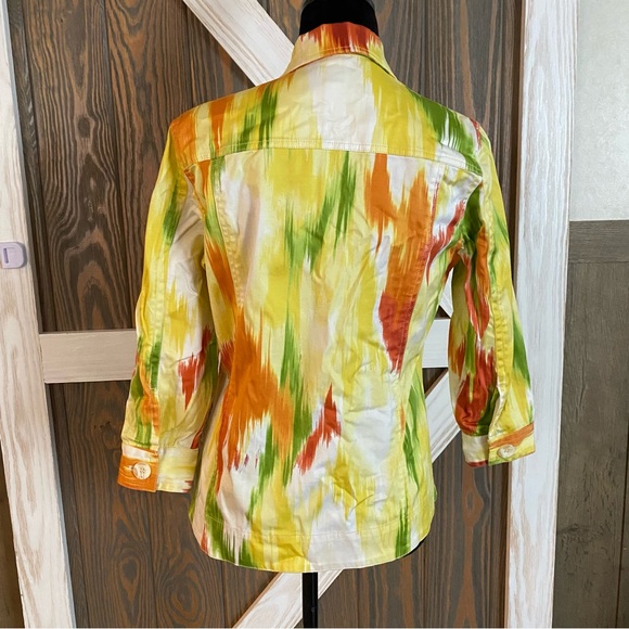CHICOS WOMENS  MULTI COLORED JACKET, LONG SLEEVES, SIZE 0 Small -4 - Picture 3 of 6